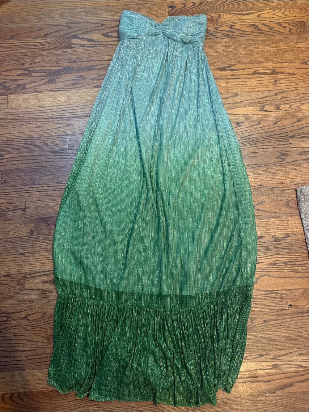 Jewel Badgley Mischka Shimmering Green Ombre Maxi Skirt